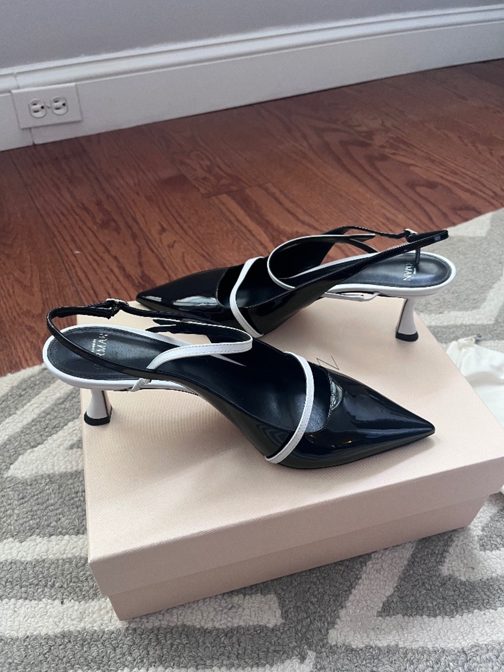 Alexandre Birman Tita 60 Slingbacks Patent Leather Black&White